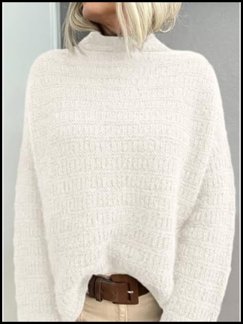 PRETTYGARDEN Women's Mock Neck Oversized Pullover Sweater Long Sleeve Knit - Picture 2 of 5